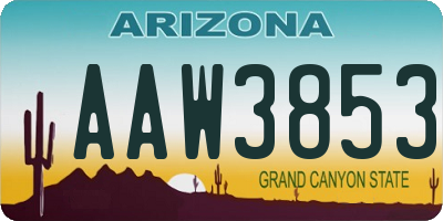 AZ license plate AAW3853