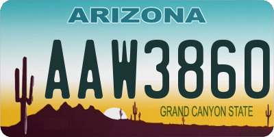 AZ license plate AAW3860