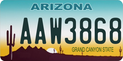 AZ license plate AAW3868