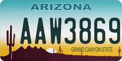 AZ license plate AAW3869