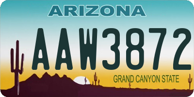 AZ license plate AAW3872