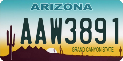 AZ license plate AAW3891