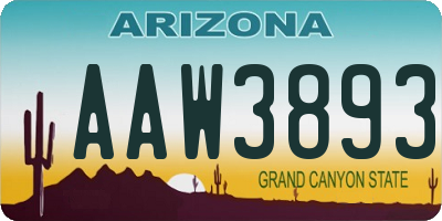 AZ license plate AAW3893