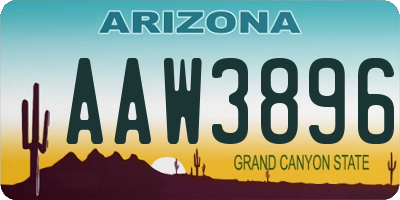 AZ license plate AAW3896