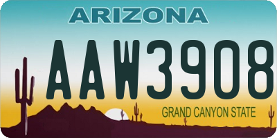 AZ license plate AAW3908