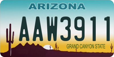 AZ license plate AAW3911
