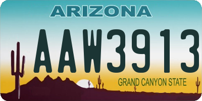 AZ license plate AAW3913