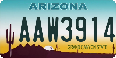 AZ license plate AAW3914