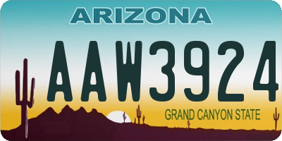 AZ license plate AAW3924