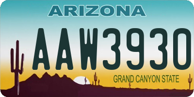 AZ license plate AAW3930