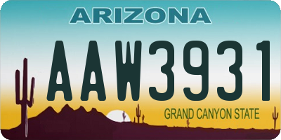 AZ license plate AAW3931