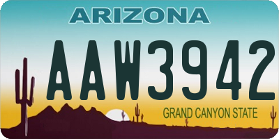 AZ license plate AAW3942