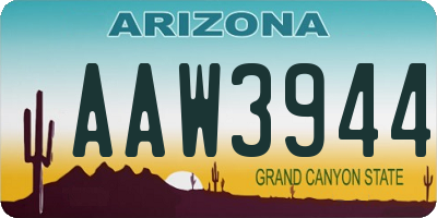 AZ license plate AAW3944
