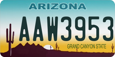 AZ license plate AAW3953