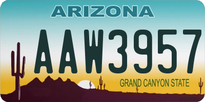 AZ license plate AAW3957