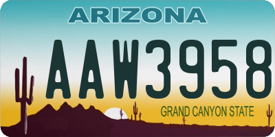 AZ license plate AAW3958