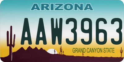 AZ license plate AAW3963