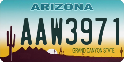 AZ license plate AAW3971