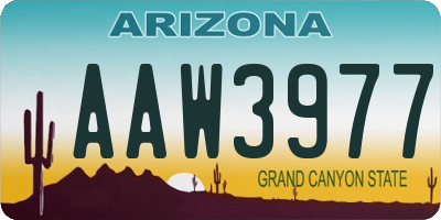 AZ license plate AAW3977