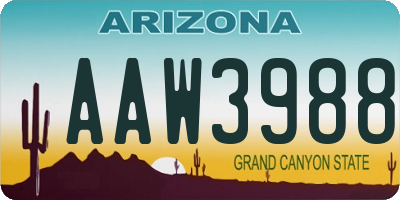 AZ license plate AAW3988