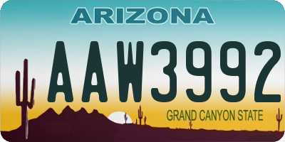 AZ license plate AAW3992