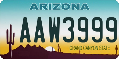 AZ license plate AAW3999