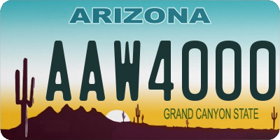 AZ license plate AAW4000