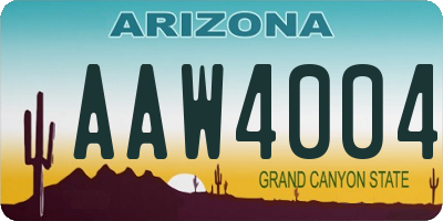 AZ license plate AAW4004