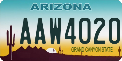 AZ license plate AAW4020