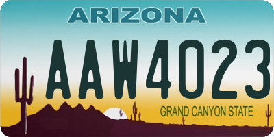 AZ license plate AAW4023