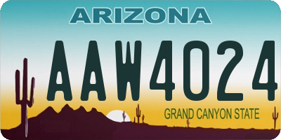 AZ license plate AAW4024