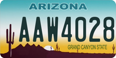 AZ license plate AAW4028