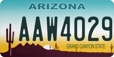AZ license plate AAW4029