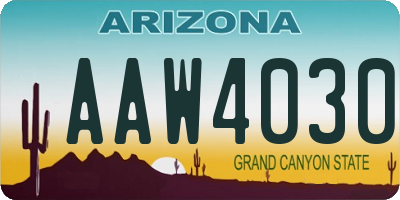 AZ license plate AAW4030