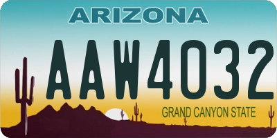 AZ license plate AAW4032