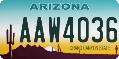 AZ license plate AAW4036