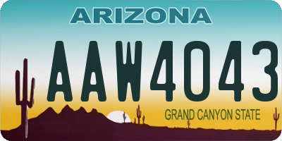AZ license plate AAW4043