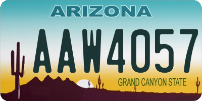 AZ license plate AAW4057