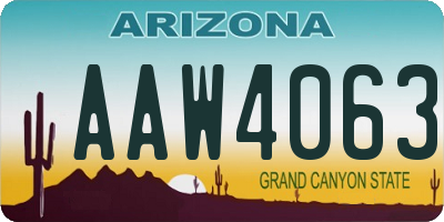 AZ license plate AAW4063