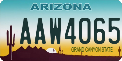 AZ license plate AAW4065