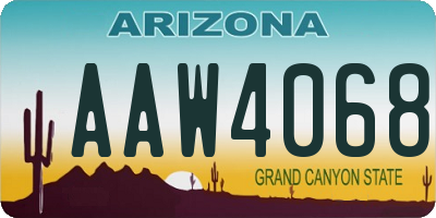 AZ license plate AAW4068