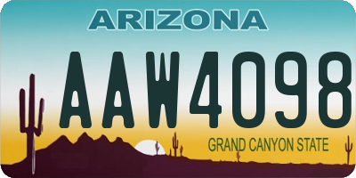 AZ license plate AAW4098