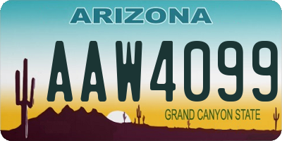AZ license plate AAW4099