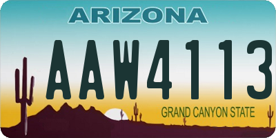 AZ license plate AAW4113