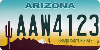 AZ license plate AAW4123