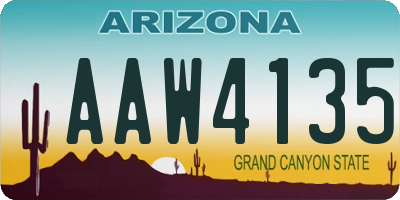 AZ license plate AAW4135