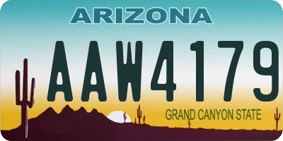 AZ license plate AAW4179