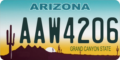 AZ license plate AAW4206