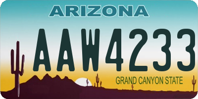 AZ license plate AAW4233