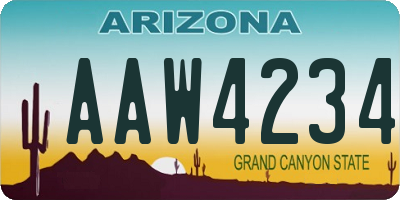 AZ license plate AAW4234